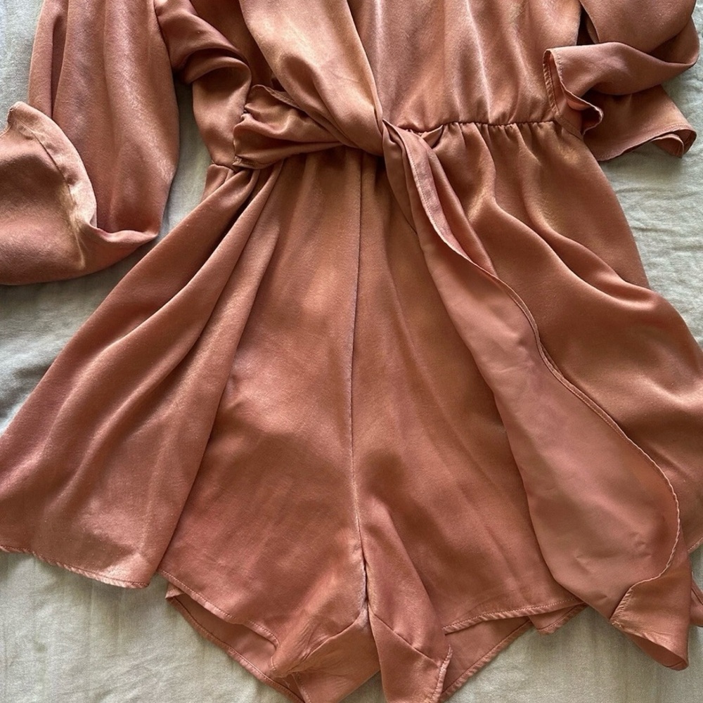 Zara Chic Pink Wrap Jumpsuit Romper Dusty Pink - Picture 8 of 9